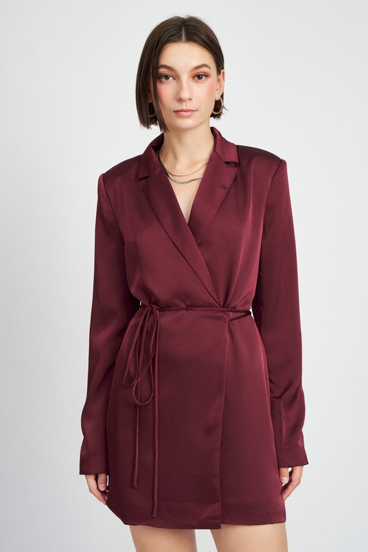 Waist Tie Mini Blazer Dress