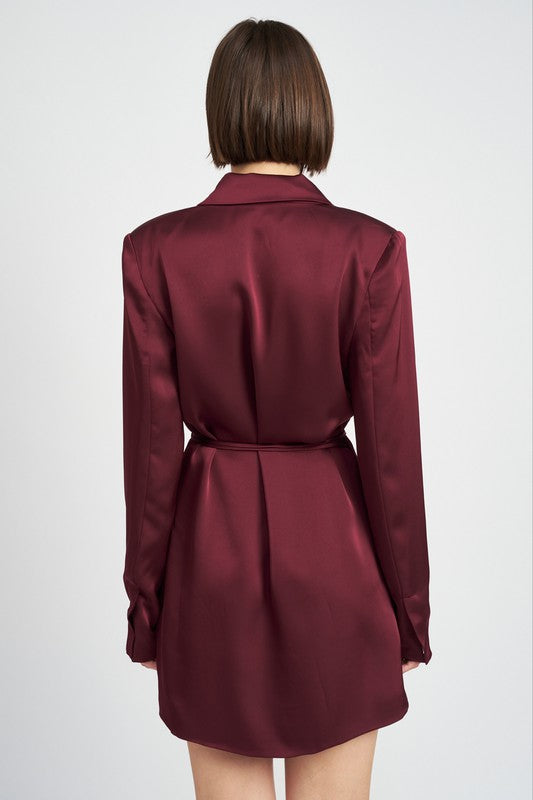 Waist Tie Mini Blazer Dress