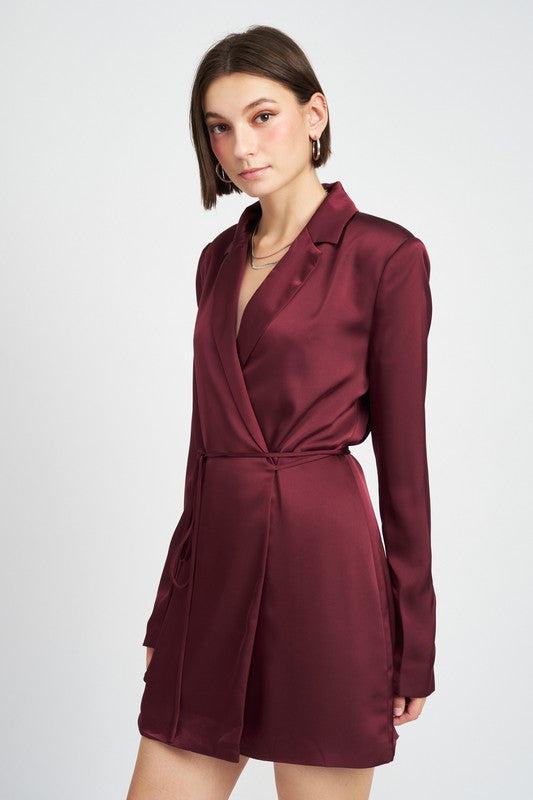 Waist Tie Mini Blazer Dress