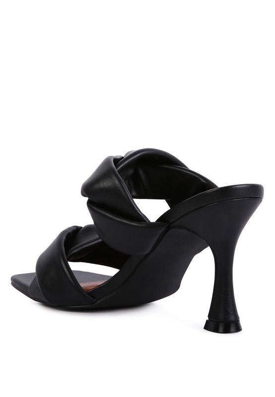 Twisted Strap Spool Heeled Sandal