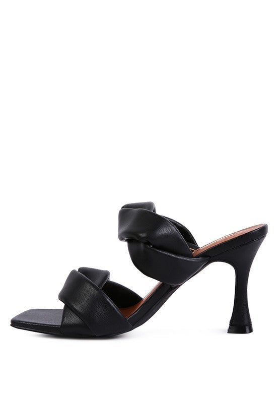Twisted Strap Spool Heeled Sandal