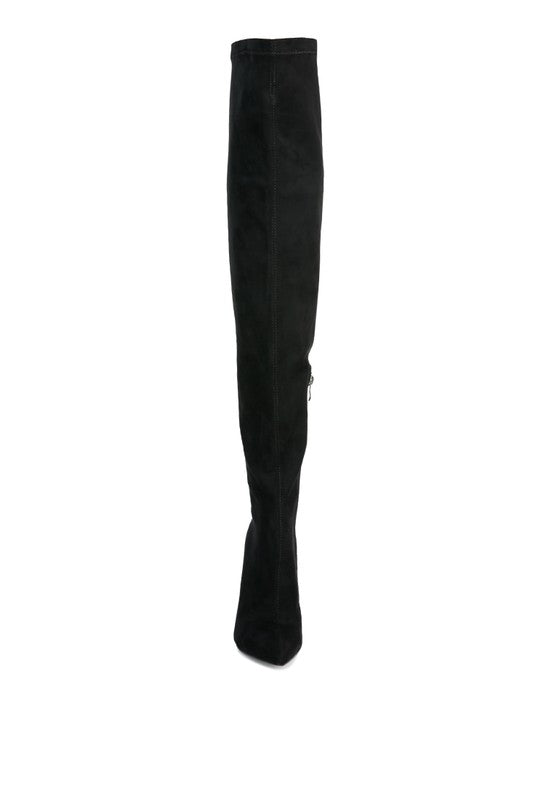 Shazz Stretch Faux Suede Stiletto Boots