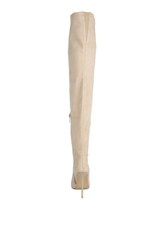 Shazz Stretch Faux Suede Stiletto Boots