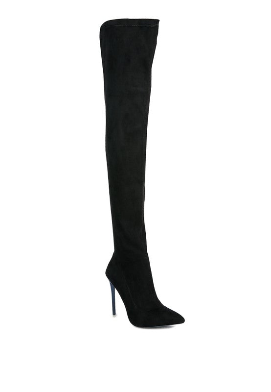 Shazz Stretch Faux Suede Stiletto Boots