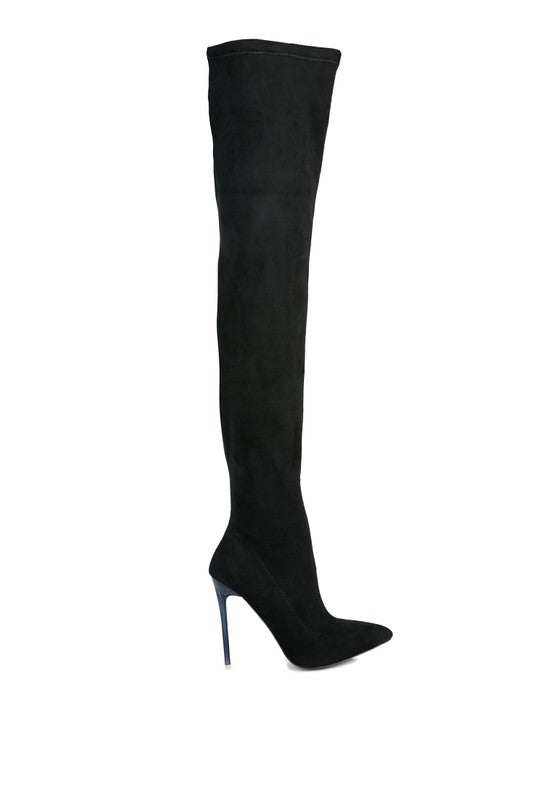 Shazz Stretch Faux Suede Stiletto Boots