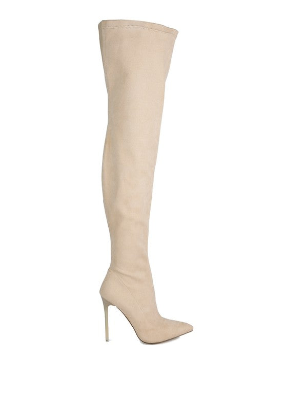 Shazz Stretch Faux Suede Stiletto Boots