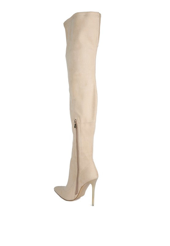 Shazz Stretch Faux Suede Stiletto Boots