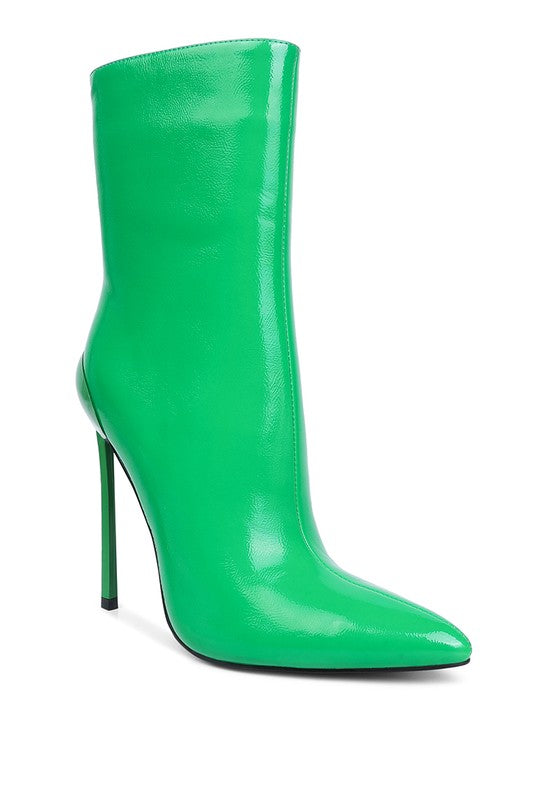 Panda Patent High Heeled Ankle Bootie