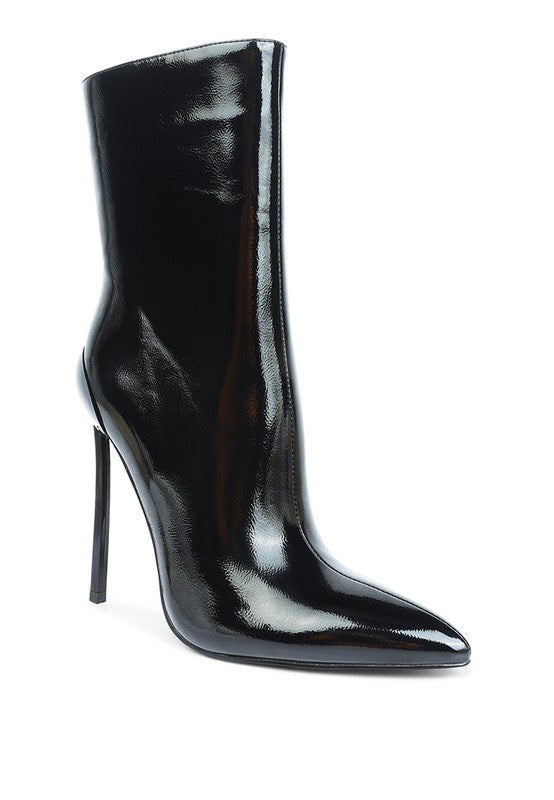 Panda Patent High Heeled Ankle Bootie