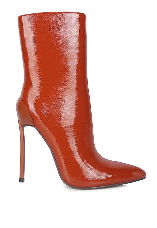 Panda Patent High Heeled Ankle Bootie