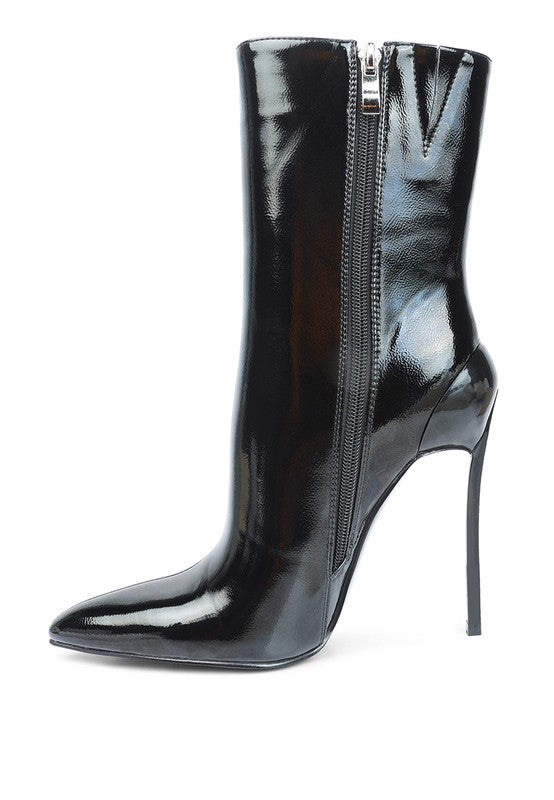 Panda Patent High Heeled Ankle Bootie