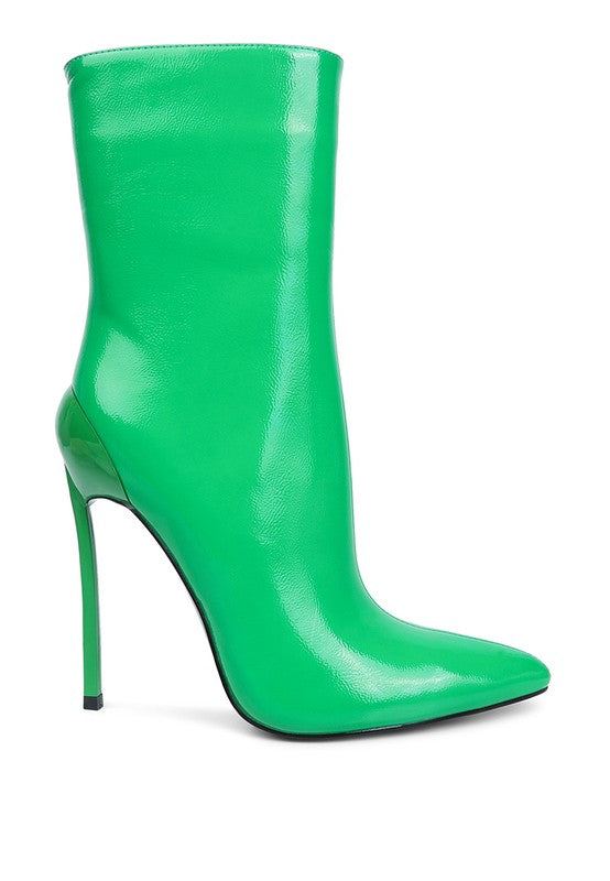 Panda Patent High Heeled Ankle Bootie