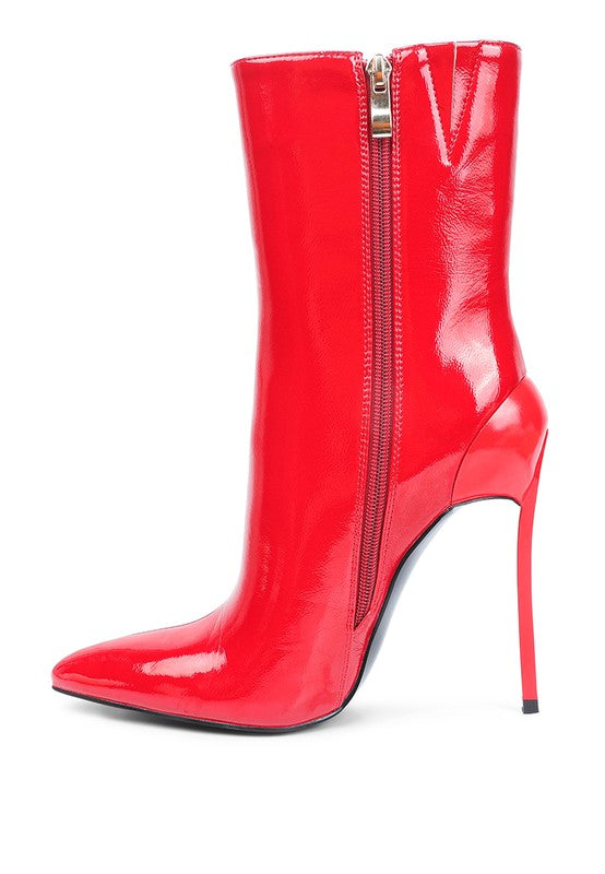 Panda Patent High Heeled Ankle Bootie