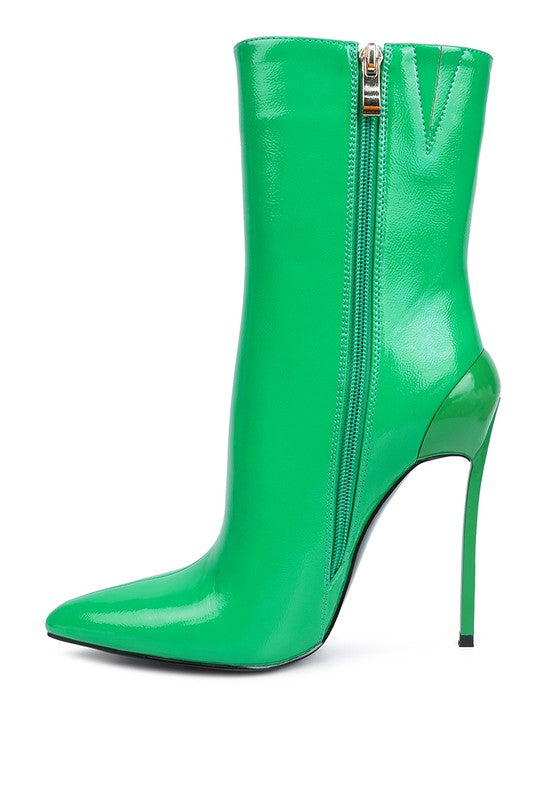Panda Patent High Heeled Ankle Bootie