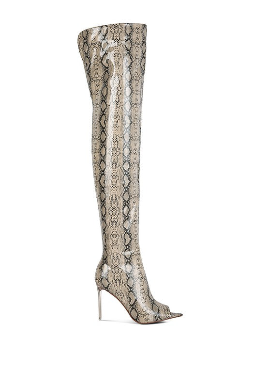 Shyna Snake Print Stiletto Boots