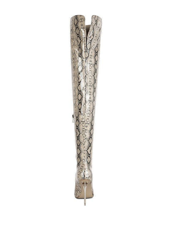 Shyna Snake Print Stiletto Boots