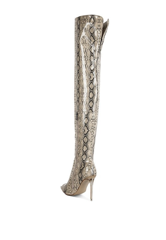 Shyna Snake Print Stiletto Boots