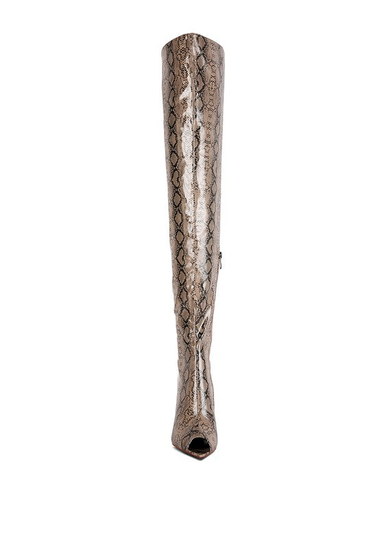 Shyna Snake Print Stiletto Boots