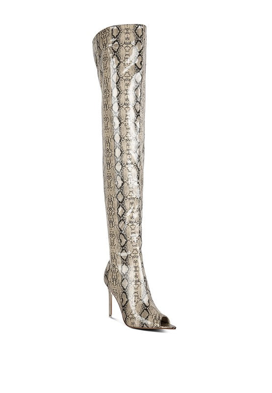 Shyna Snake Print Stiletto Boots