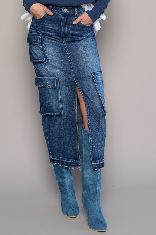 Lyla Long Cargo Pocket Skirt