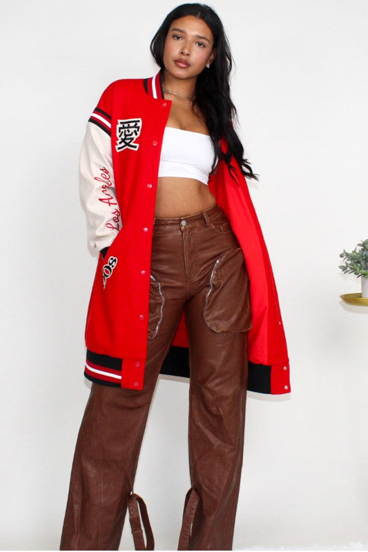 Lechia Long Fit Letterman Jacket