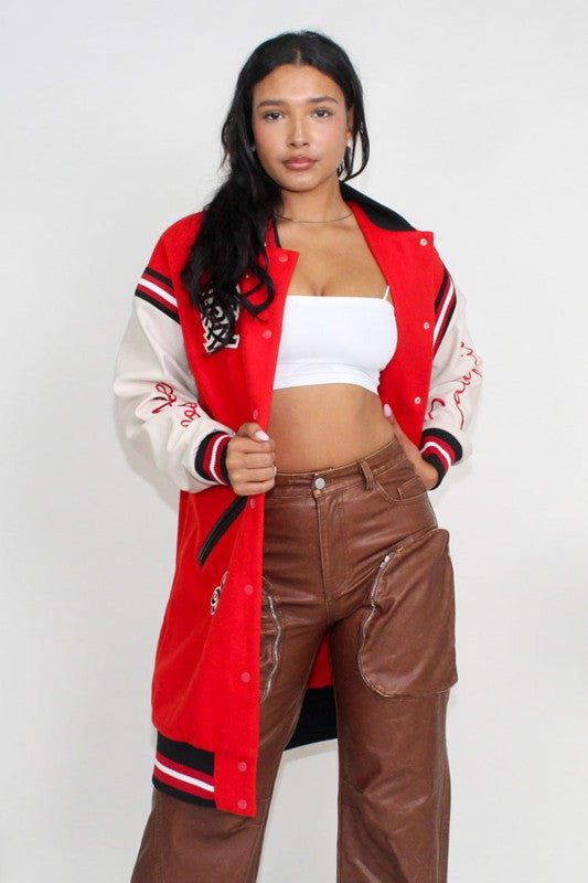 Lechia Long Fit Letterman Jacket