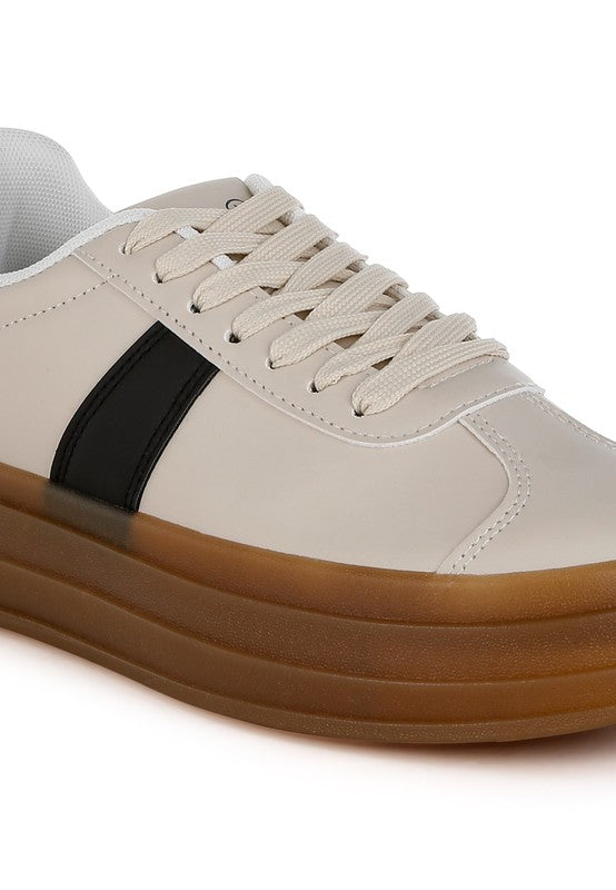 Faye Faux Leather Lace-Up Sneakers