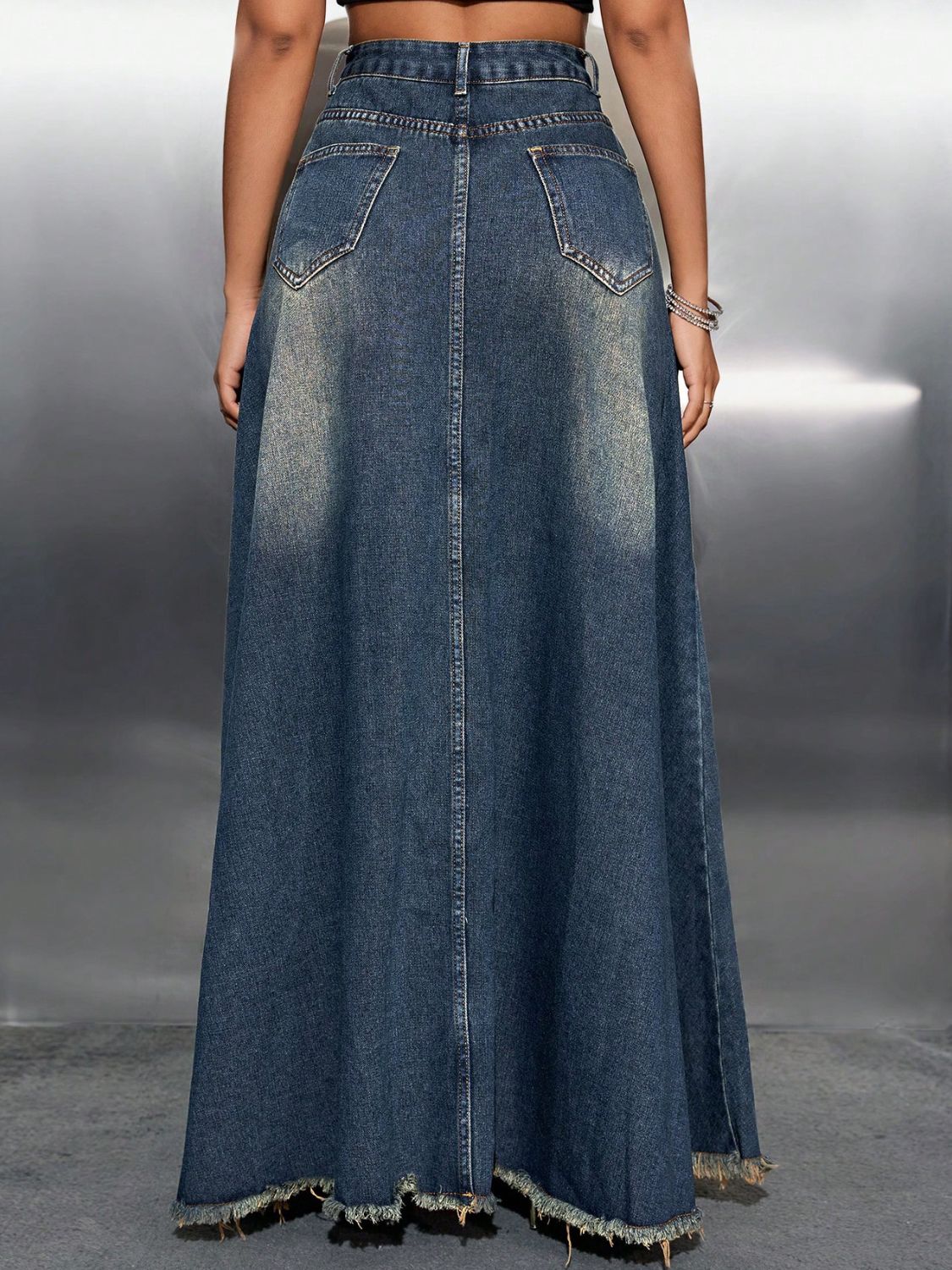 Remi Raw Hem Maxi Denim Skirt