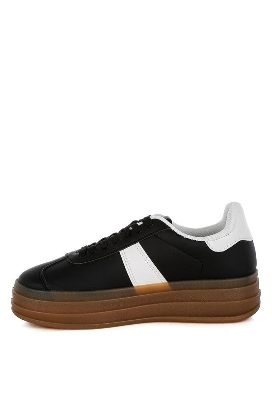 Faye Faux Leather Lace-Up Sneakers