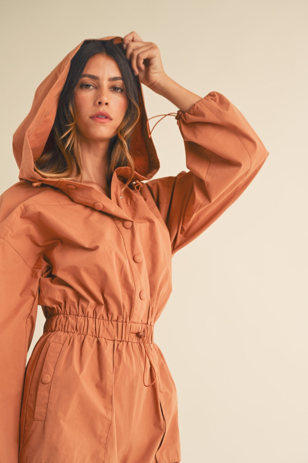 Sade Snap Down Hooded Romper