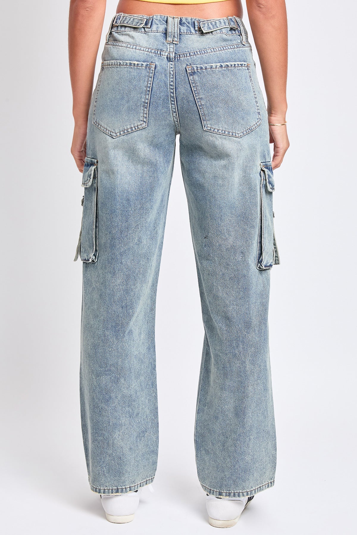 Ava Adjustable Waist Cargo Straight Leg Jeans