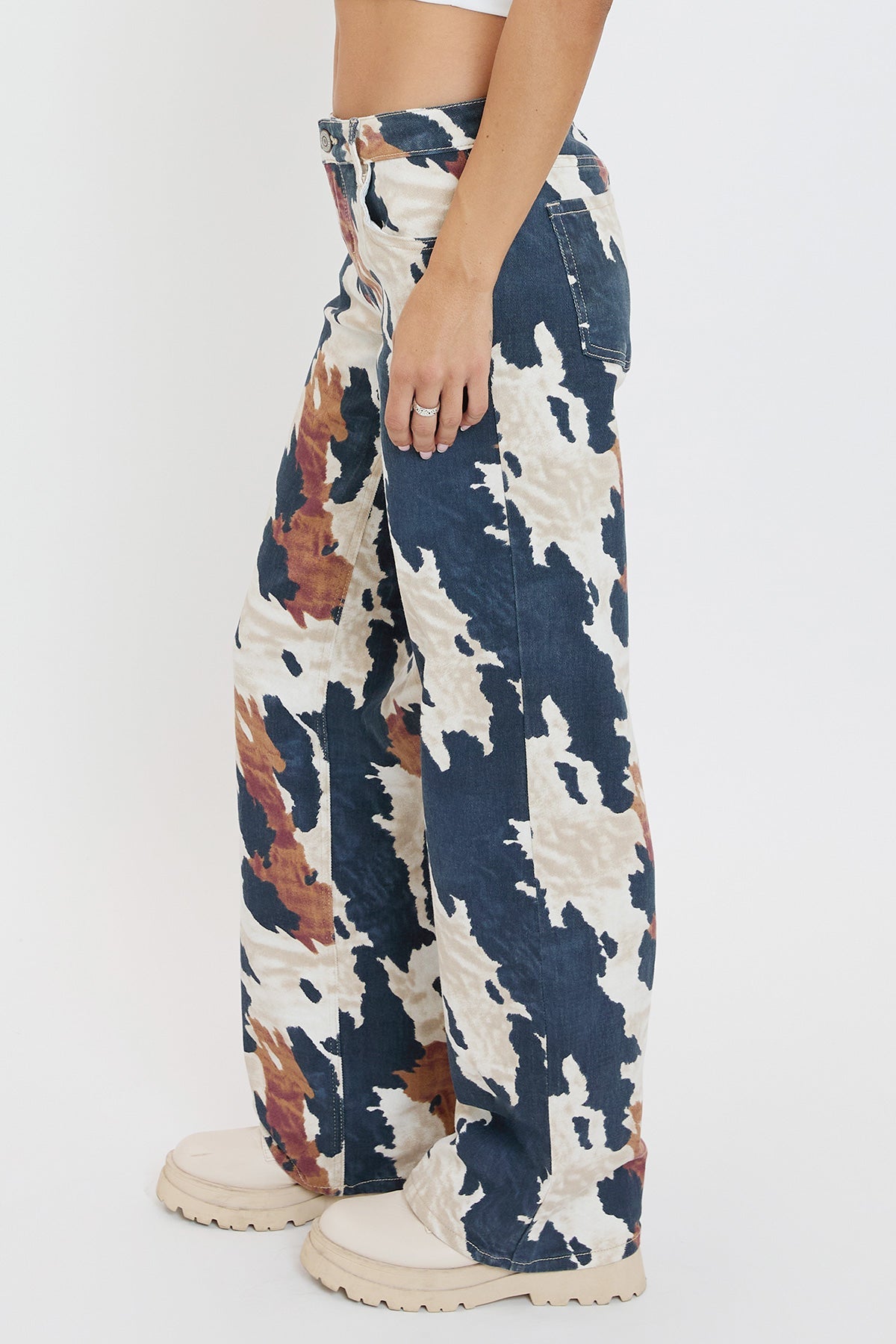 Ayia Animal Printed Wide Leg Jeans