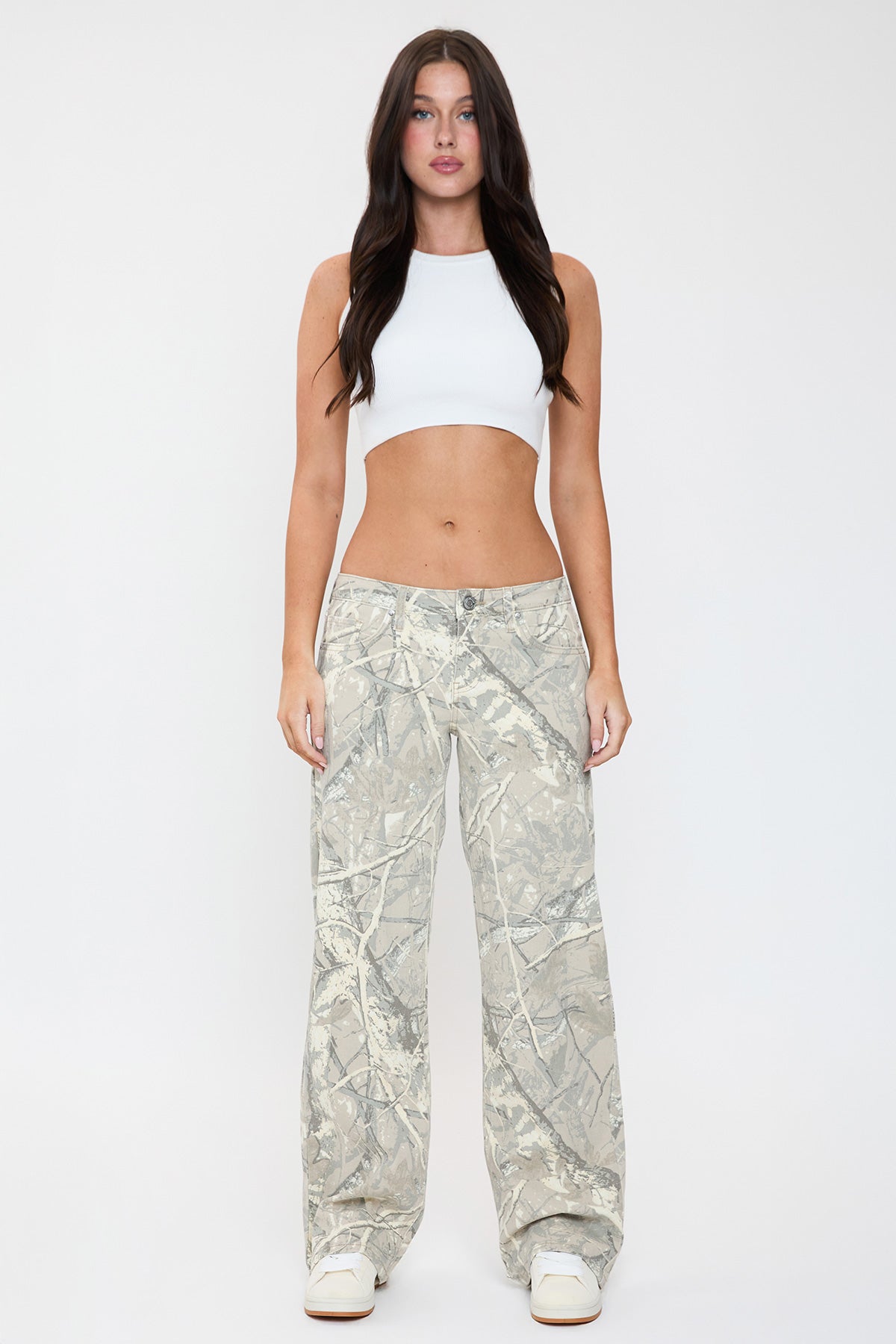 Penelope Printed Low Rise Wide Leg Jeans
