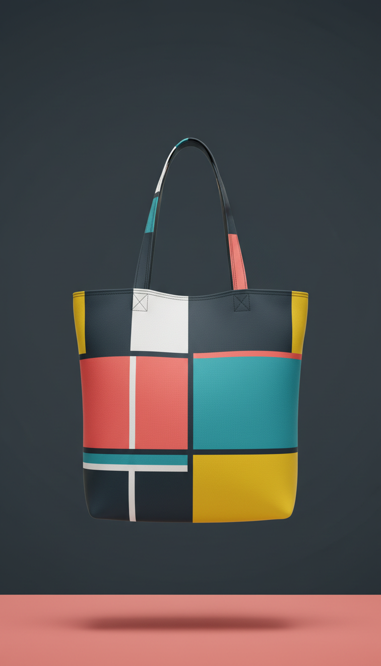 Graphic print architectural tote bag