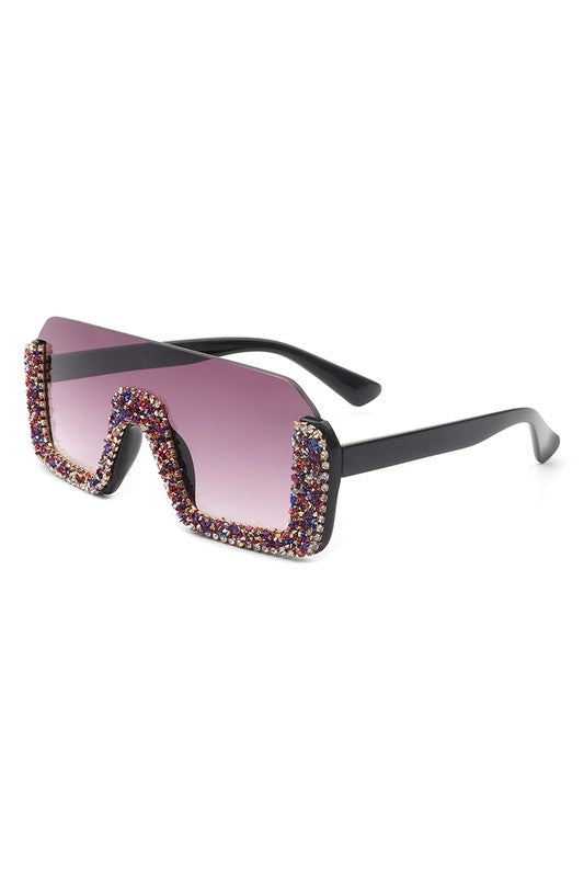 Square Half Frame Oversize Sunglasses