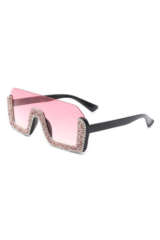 Square Half Frame Oversize Sunglasses