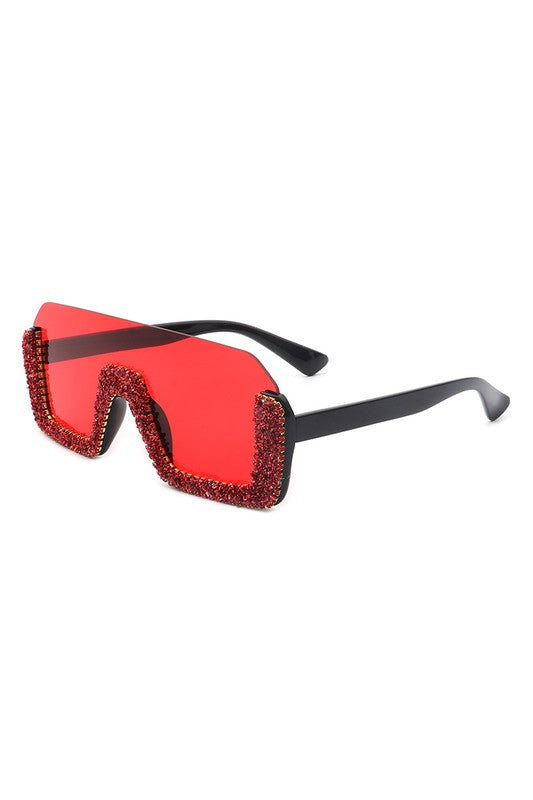 Square Half Frame Oversize Sunglasses