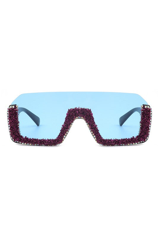 Square Half Frame Oversize Sunglasses