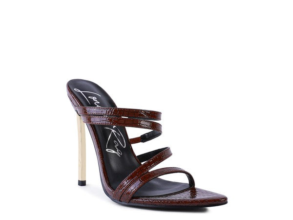 Croc Textured Heeled Sandals