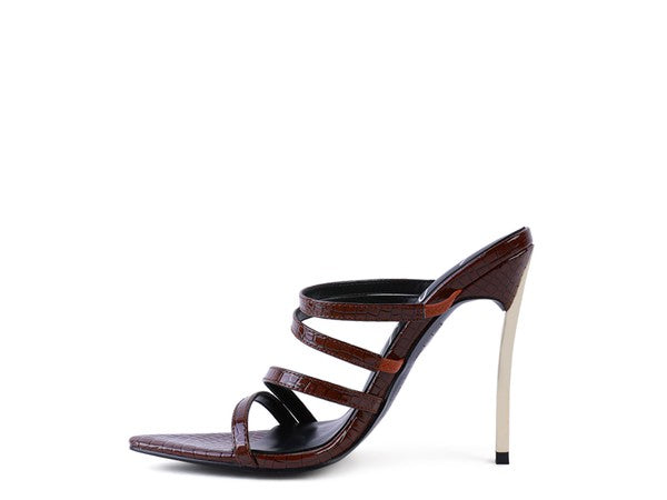 Croc Textured Heeled Sandals