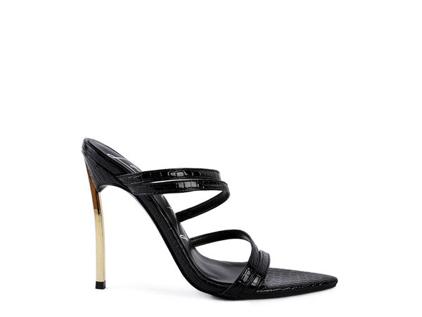 Croc Textured Heeled Sandals