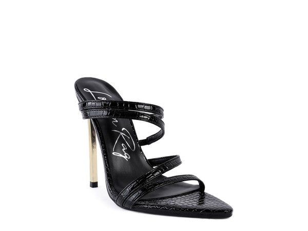 Croc Textured Heeled Sandals
