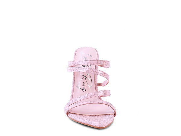 Croc Textured Heeled Sandals