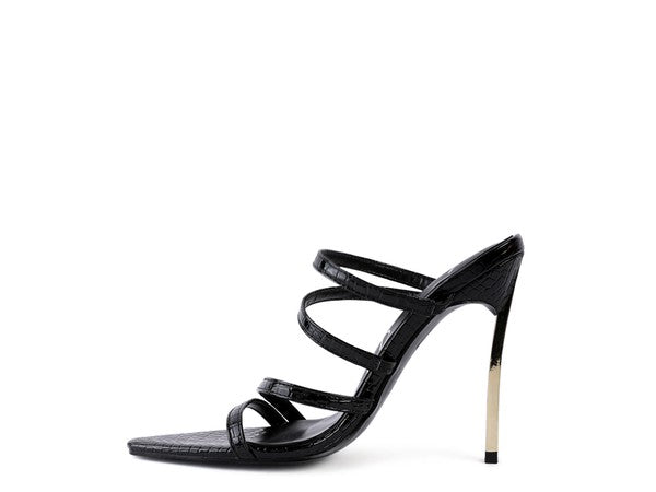 Croc Textured Heeled Sandals