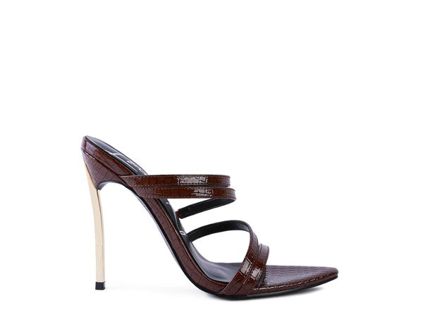 Croc Textured Heeled Sandals