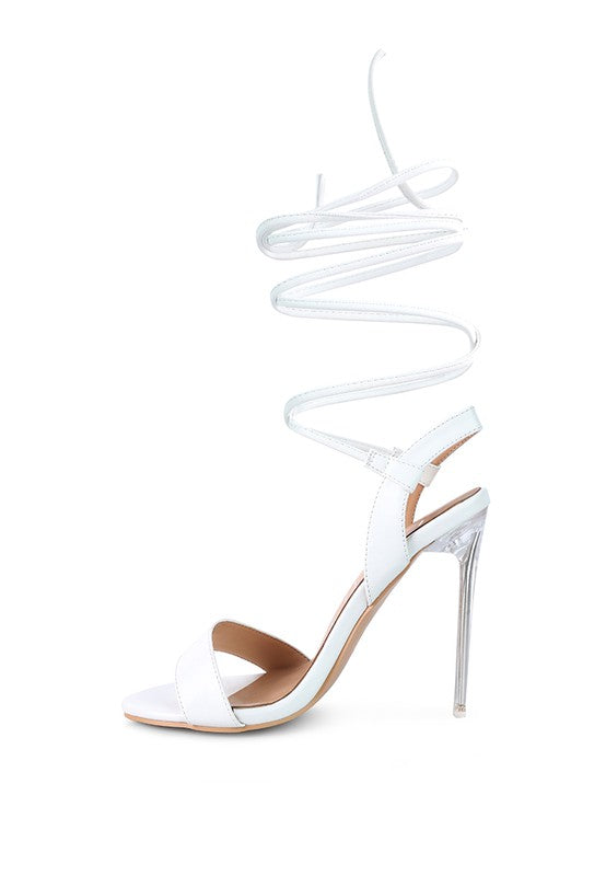 Clear Stiletto Lace Up Heels