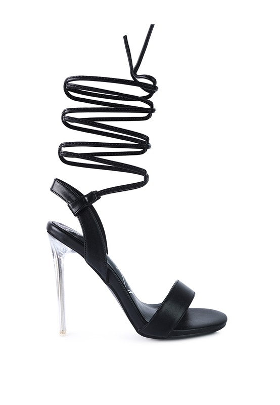 Clear Stiletto Lace Up Heels