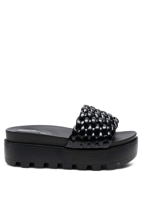 Textured Woven Platform Slippers