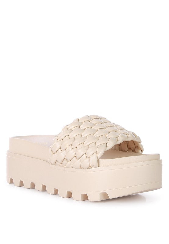 Textured Woven Platform Slippers