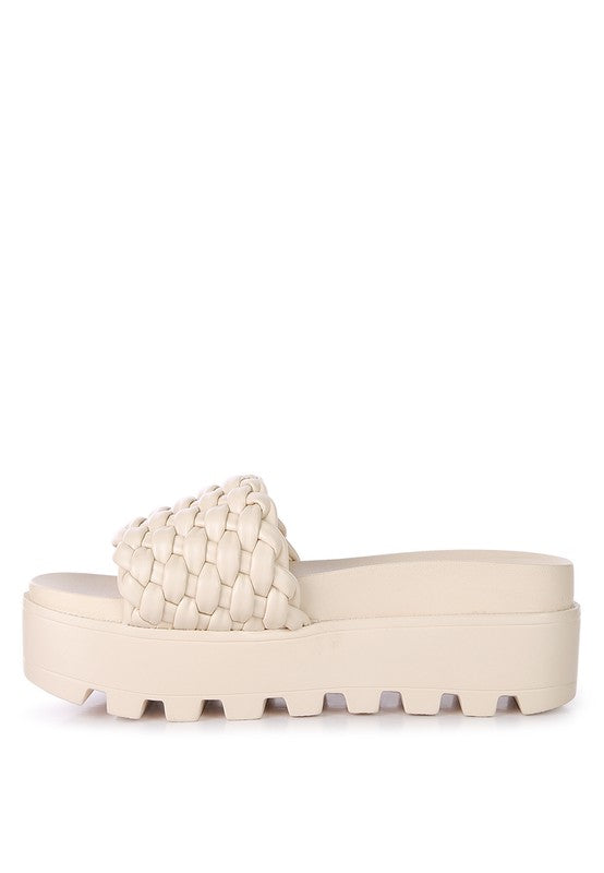 Textured Woven Platform Slippers